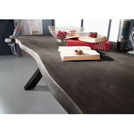 MASSIVMOEBEL24.DE Esstisch Akazie 240x100x76 grau lackiert IRON LABEL #118 - Grau