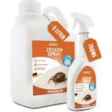 INSIGO Zecken Spray 5l Kanister + 750ml Sprühflasche - Zeckenspray mit mechanischer Wirkung - Effektive Abwehr gegen Zecken und Larven - Zecken und Larven Spray mit Sofortwirkung