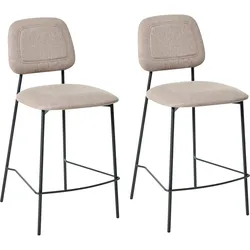Set mit 2 Barstühlen DUETTE Kunstleinen Taupe