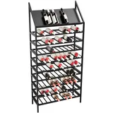 MetaloPro Metalo Pro Weinregal, Schwarz, Metall, 80x170x30 cm, Wohnzimmer, Regale, Weinregale