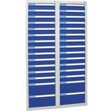 Stumpf Schubladenschrank Serie ESTA, 30 Schubladen enzianblau (26x100, 4x200mm)