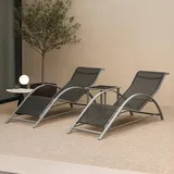 [en.casa] Binetto Set 3-tlg. Grau/Schwarz