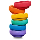 Stapelstein® – Rainbow I Balanciersteine für Kinder I 6 Farbenfrohes Motorikspielzeug – Für drinnen & draußen – Bewegungsspiel – Stapelspiel ab 1 Jahr