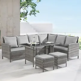 Svita Madison Rattan-Lounge Ecksofa grau