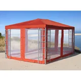 QUICK STAR Rank Pavillon 3x4m Metall Rotorange RAL 2001 mit Seitenwandset