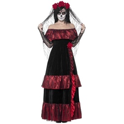 Smiffys Kostüm Catrina Braut, Äußerst elegantes Kostüm für mexikanische Totenbräute schwarz M