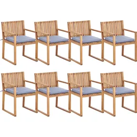 Beliani Sassari II Gartenstuhl 8er Set 0 x 0 x 0 cm hellbraun/blau