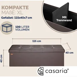 CASARIA Sitzbank Braun 115x38x38cm mit Stauraum Faltbar