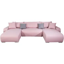 Collection AB Wohnlandschaft COLLECTION AB "Paola U-Form, B: 314 cm", rose, B:314cm H:41cm T:169cm, 100%Polyester, Sofas, Wohnlandschaft, Bettfunktion, Bettkasten & 4 Zierkissen, Federkern