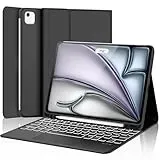 Hülle mit Tastatur für iPad Air 11 Zoll M4/M3/M2 (2026/2025/2024), Bluetooth Tastatur Hülle für iPad Air 5/4 gen und Pro 11 4/3/2/1 Gen, 7 Farben Beleuchtete, QWERTZ Layout (Schwarz-Touchpad)