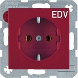 Berker S.1/B.3/B.7 Steckdose SCHUKO mit Aufdruck "EDV", rot glänzend (47438922)
