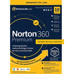 Norton 360 Premium mit Norton Utilities Ultimate 2024 | 10 Geräte | 1 Jahr