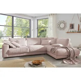 KAWOLA Ecksofa Madeline Cord Recamiere rechts rosa