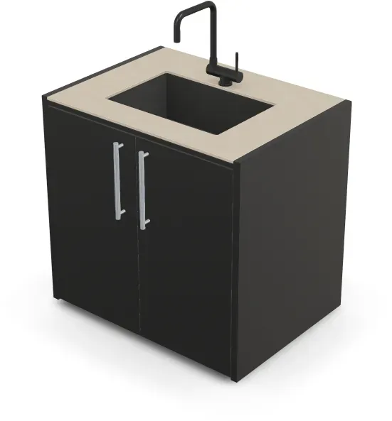 Brabura CT 90 Waschbeckenmodul - Pietra Di Osso / Anthrazit / Silberner Griff