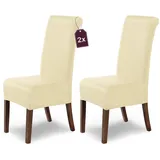 SCHEFFLER-Home Stuhlhussen Stretch Marie/Stuhlhussen Creme 2er Set/elastische Stuhlabdeckungen mit Fleckenschutz/Stuhlhussen Schwingstühle/Bezüge für Stuhl/Dehnbare Stuhlhussen elastisch