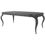 Casa Padrino Luxus Barock Esstisch Schwarz / Silber 220 x 115 x H. 78 cm - Edler Esszimmertisch im Barockstil - Barock Esszimmer Möbel