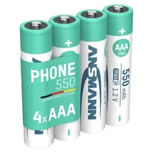 Ansmann Telefon Akku AAA, 4 Stück, 550mAh 1,2V, DECT