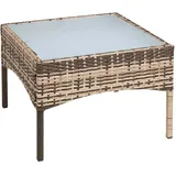 Estexo Polyrattan Beistelltisch Loungetisch Rattan Gartentisch Balkontisch Beige-Braun