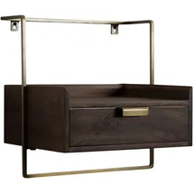 KADIMA DESIGN Nachtkonsole für Wandmontage 44x45x35 cm Mango Massivholz in Braun, Holz, Echtholz,Mangoholz, 1 Schubladen, Rechteckig,Rechteckig, Schlafzimmer, Nachttische