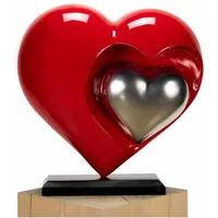 KUNSTLOFT Skulptur, Rot, Silber, Stein, 47x44x20 cm, Dekoration, Skulpturen