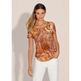 Madeleine Sommerliches Shirt mit Alloverprint", in cognac wollweiß), | Gr.: 42,