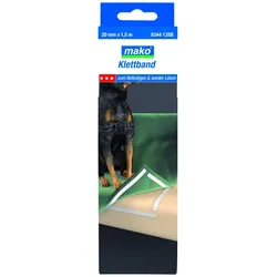 mako Klettband KOMFORT 20 mm x 1,5 m, Polyamidband, weiß, selbstklebend