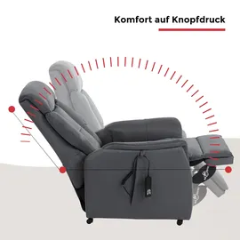 Duo Collection TV-Sessel Sorrent Mikrofaser 77 x 107 x 87 cm Grau mit Sitzheizung und elektrischer Aufstehhilfe
