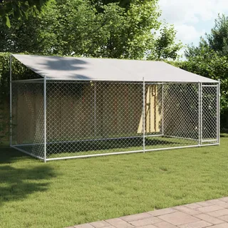 vidaXL Hundezwinger 4 x 2 x 2 m Stahl Grau