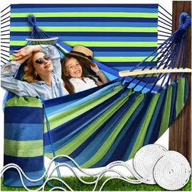 COFI 260x150cm Hängematte in Grün-Blau - Liegematte für bis zu 2 Personen