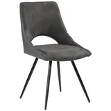 PRO.COM Polsterstuhl ERNESTO, Grau - Schwarz - Kunstleder - Mikrofaser - Metallgestell