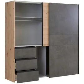 Forte Schwebetürenschrank Winn 170 x 201 x 61 cm eiche/beton