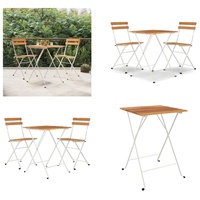 vidaXL 3 tlg. Bitro Set Klappbar Massivholz Akazie und Stahl - Bistro Set - Bistro Sets - Bistro Set Klappbar - Gartenmöbel Set