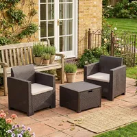 Dmora - Lounge-Set für den Außenbereich Neptune, Gartenset mit Kissen, Lounge-Set für den Innenbereich in Rattan-Optik, 100% Made in Italy, Braun