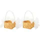 2 Stück Blumenmädchen Korb für Hochzeit, 12× 20 cm Blumenkorb Hochzeit mit Henkel für Hochzeit Party Haus Gartendekoration