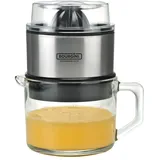 Bourgini Lotte Juicer Deluxe | Orangenpresse | Elektrische Zitruspresse | Entsafter Hebel Fruchtpresse Orangensaftpresse - Orange Juicer | 60 Watt | 0.75 Liter Glaskanne | Edelstahlgehaüse, Silver