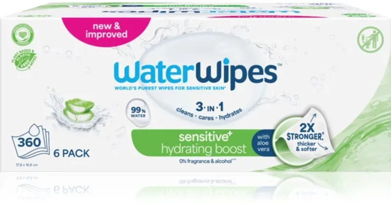 WaterWipes Hydrating Clean erfrischende Feuchttücher 6x60 St.