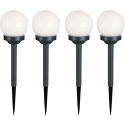 4er Set LED Solar Kugel Steck Leuchten Außen Beleuchtung Balkon Garten Deko Erdspieß Lampen weiß