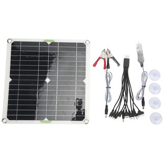 EBTOOLS Solarpanel Monokristallines PET 200W Monokristallines Solarpanel mit Batterieclip Zigarettenanzünderkabel 10in1 USB-Kabelbaum Wasserdicht für Wohnmobil, Auto, Boot