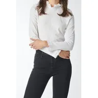RICH & ROYAL Damen Longsleeve mit Rüschen Weiss (10),