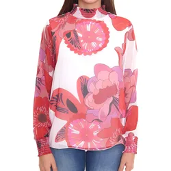 Aniston SELECTED Damen modische Langarm-Bluse mit floralem Muster 22886863 Pink/Weiß - 38