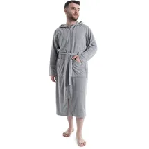 OTTO home Herrenbademantel OTTO HOME "Nela, ideal für Sauna & Spa, Hotelbademantel, Morgenmantel" Gr. XXL, grau, L:125cm, Leichtfrottee, Hausmäntel, einfarbig, S-4XL, mit Reißverschluss