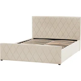 Beliani Bett Beige Textil, 140x200 cm