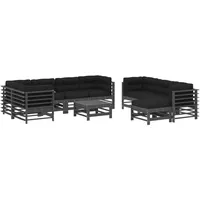 vidaXL 10-tlg Garten-Lounge-Set mit Kissen Grau Kiefernholz Modell 9