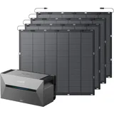 Anker SOLIX Balkonkraftwerk mit Speicher (900W | 1600Wh), Solarbank 2 E1600 Pro (1600Wh), 4× FS20 Solarpanel(225W), 213° Biegung, 4 MPPT, Plug&Play, Flexibles, Sehr einfache Installation