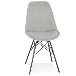 Designerstuhl INDIA Metall Textilien | Gepolsterter Esszimmerstuhl mit schwarzer Metallstruktur | Modern Elegant | Sitzhöhe 44 cm | Kadima Design