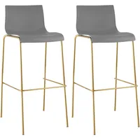 CLP 2er Set Barhocker Hover, Kunststoff, Vierfußgestell Gold grau