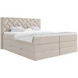 Roller Boxspringbett - beige - H3/H4 - Staukasten - Topper - 160x200 cm