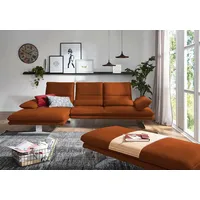 Ecksofa W.SCHILLIG "broadway, Designsofa mit tollem Sitzkomfort, L-Form", braun (cognac z69), B:291cm H:94cm T:164cm, Longlife Xtra-Leder Z69: Das feinnarbige, gedeckte Softleder Z69 besticht durch seine außergewöhnliche Weichheit im trendigen u00bbVintage-Looku00ab, Hautstärke 0, 9 - 1, 1 mm, Sofas, Sitztiefenverstellung, Kopfteil- & Seitenteilverstellung, Breite 291cm