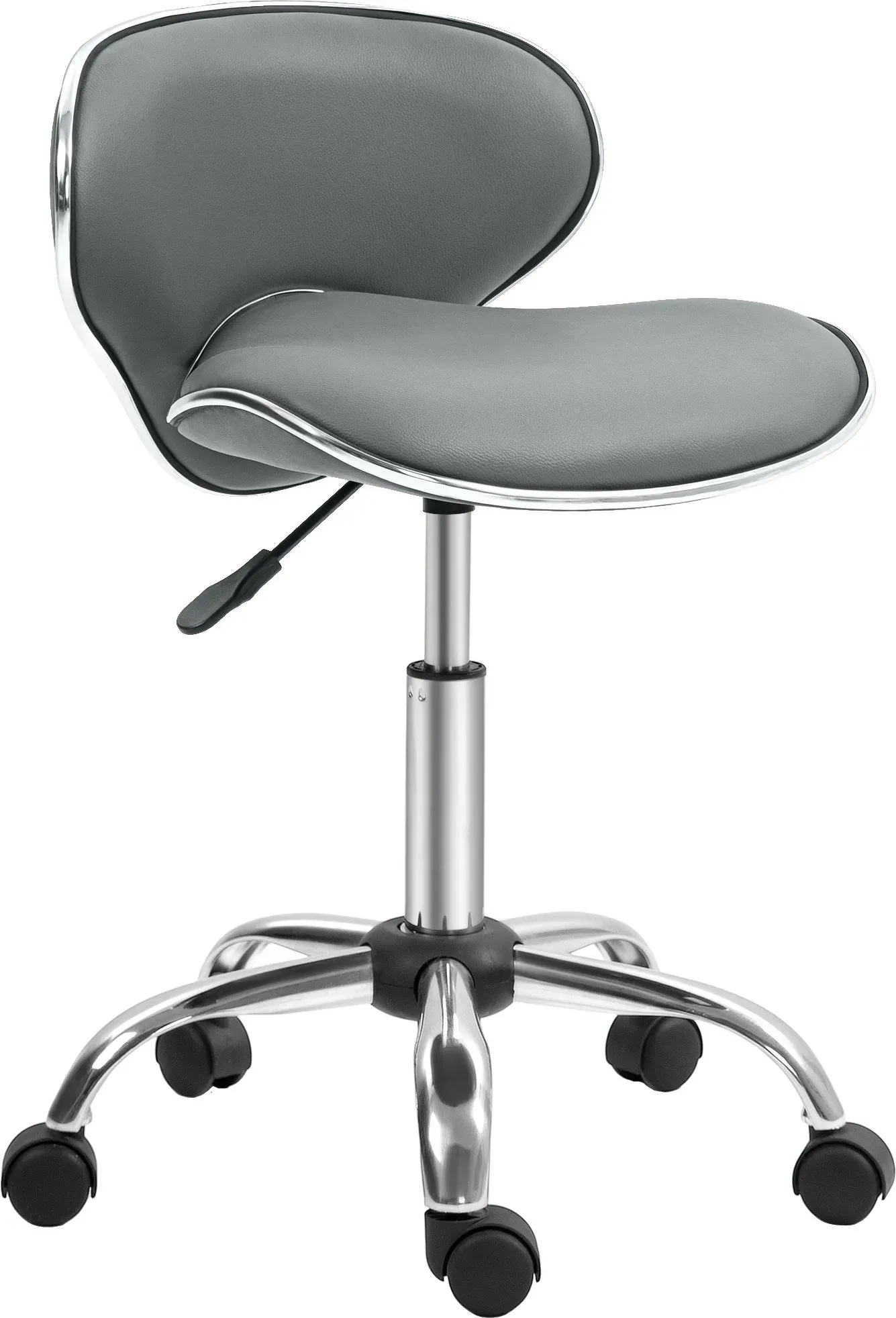 HOMCOM Rollenhocker Arbeitshocker höhenverstellbar 44-56 cm mit Rückenlehne, 360° drehbar für Massagesalon, Büro, Klinik, grau   Aosom