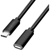 Logilink CU0211 - USB 2.0 Typ-C Verlängerungskabel mit PD Unterstützung (PowerDelivery), Farbe: Schwarz